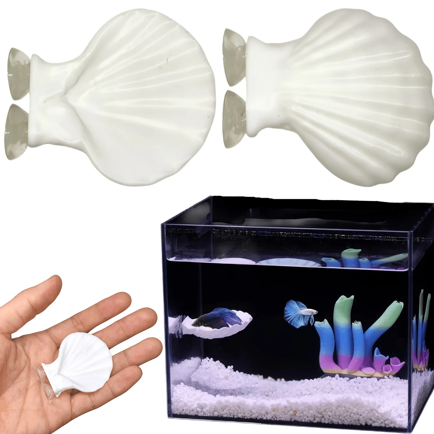 1/2pcs Aquarium Betta Fish Resting Leaf Mini Landscape Simulated Seashell 3D Printed Ornament Aquarium Decoration Resting