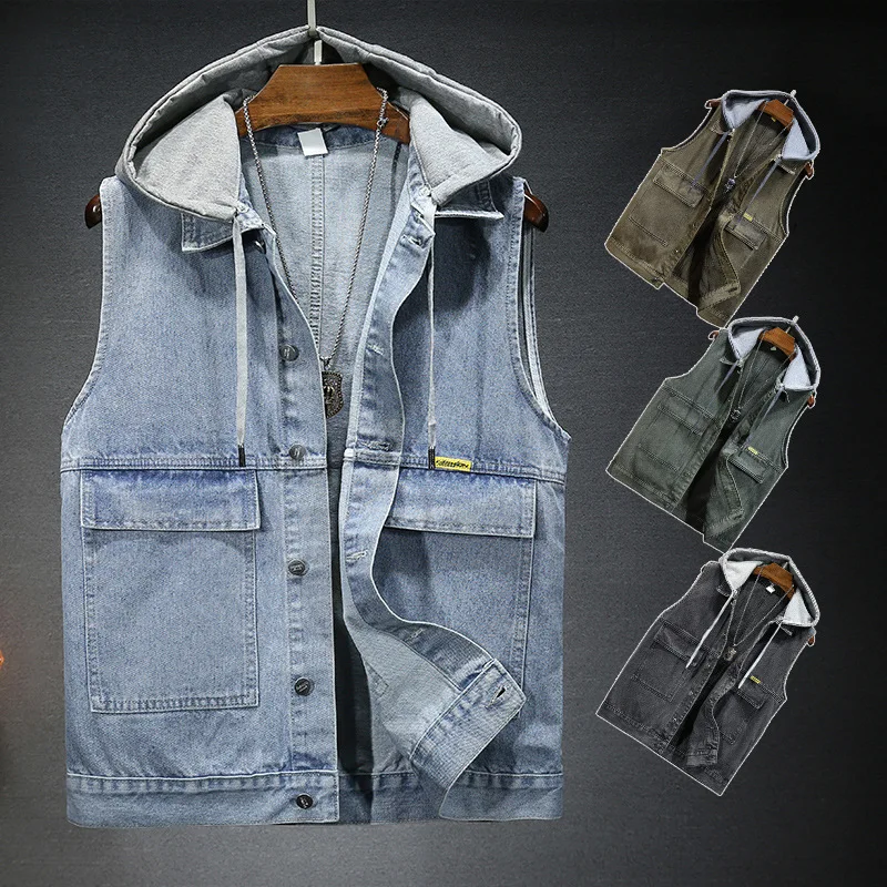 

Новый модный жилет унисекс Four Seasons, свободный модный съемный жилет с капюшоном для мужчин