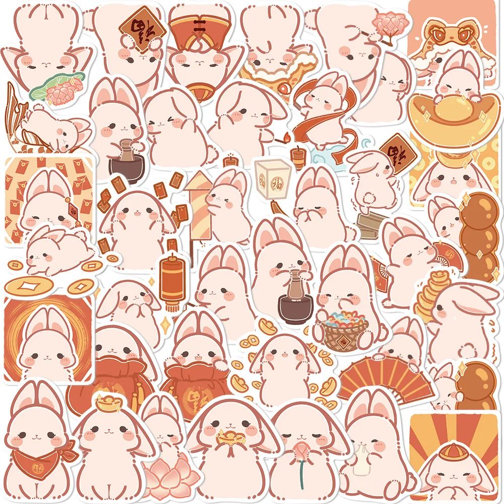 10/30/50PCS Cartoon Bunny Cheese Sticker Graffiti iPad Luggage Desk Notebook Computer Pattern Scrapbook Toy Decoration Wholesale