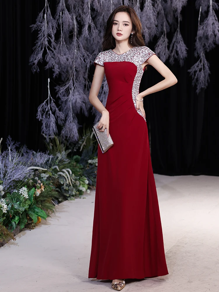 

Элегантное красное вечернее платье для женщин, новинка 2025 года, для конференций, балов, выступлений, высококлассное, для различных мероприятий