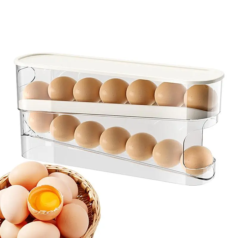 

Rolling Egg Dispenser 12 Grid Automatic Egg Dispenser Food-grade Stackable Automatic Scrolling Egg Rack Holder For Pantry