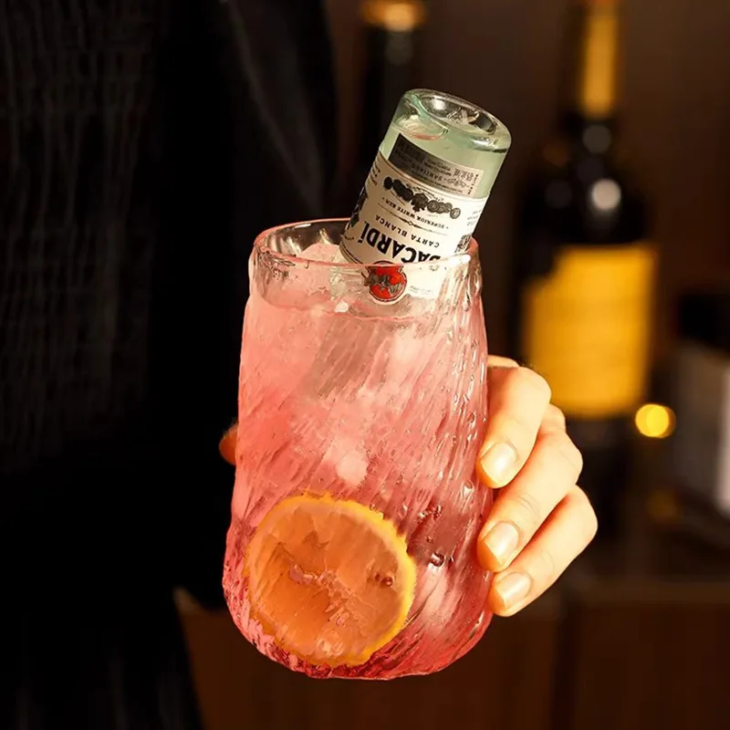 

Spiral Twist Design Glass Cup Elegant Whiskey Tumbler for Cocktail Iced Water Summer Drink Modern Home Bar Office Use Gift