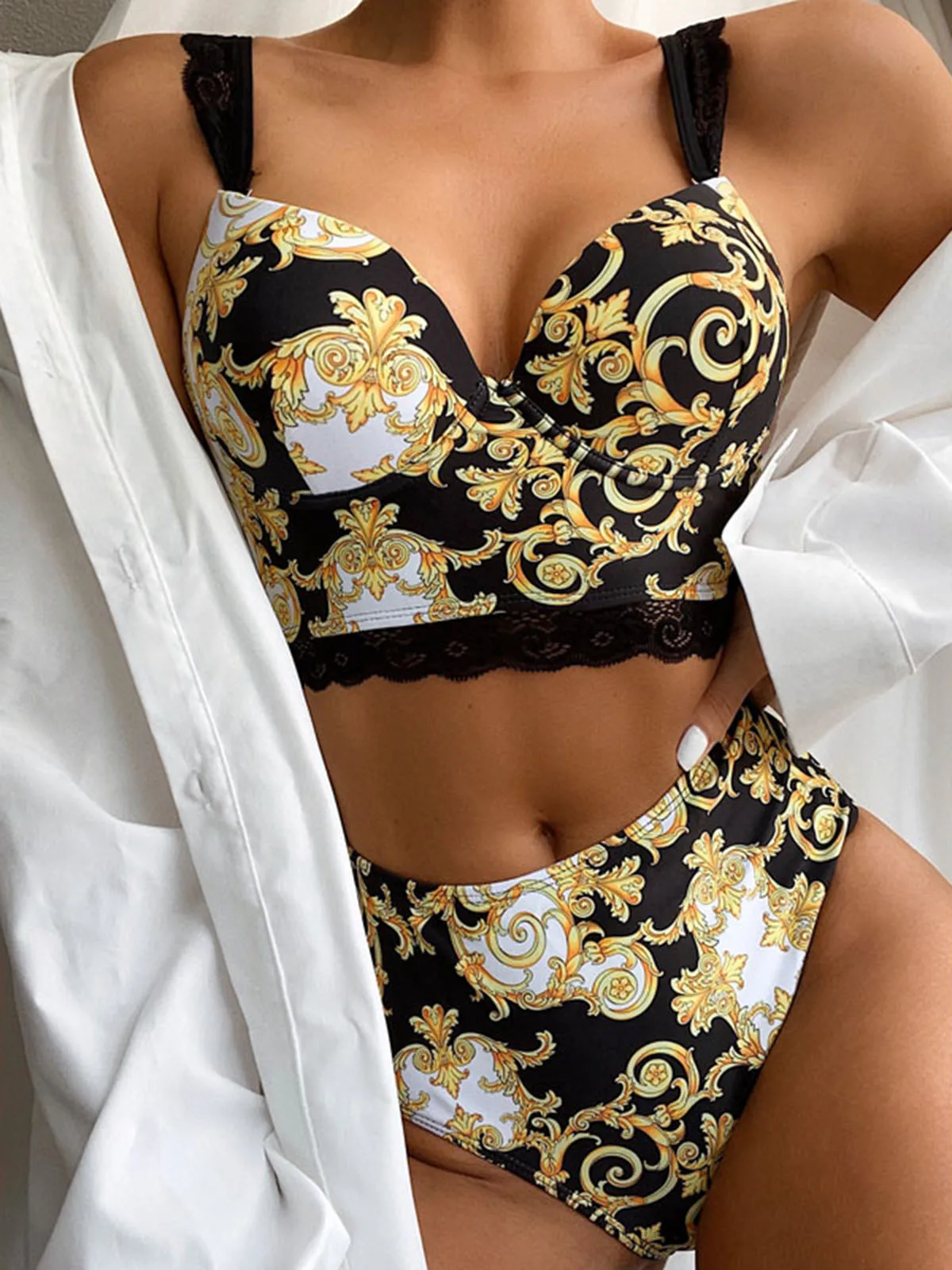 Push Up Bikini 2024 Bikini Set High Waist Swimwear Women Swimsuit Female Swimming Suit Bathing Suit Print Bikini Set