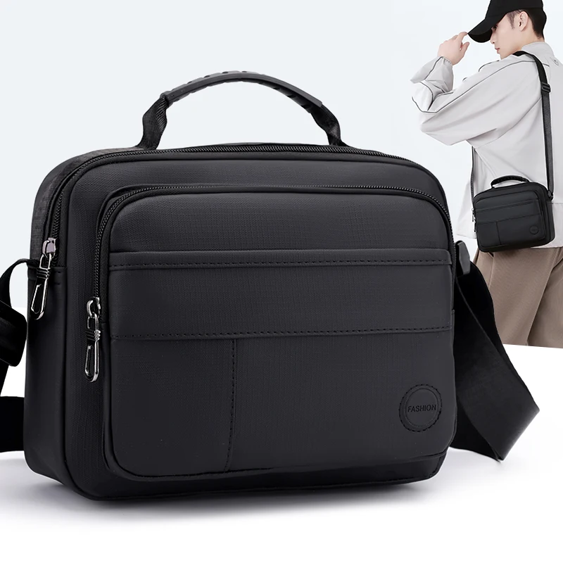 Men Anti-Theft Business Crossbody Bag Durable Shoulder Messenger Briefcase Multi-Compartment Organizer For Office Commute Travel