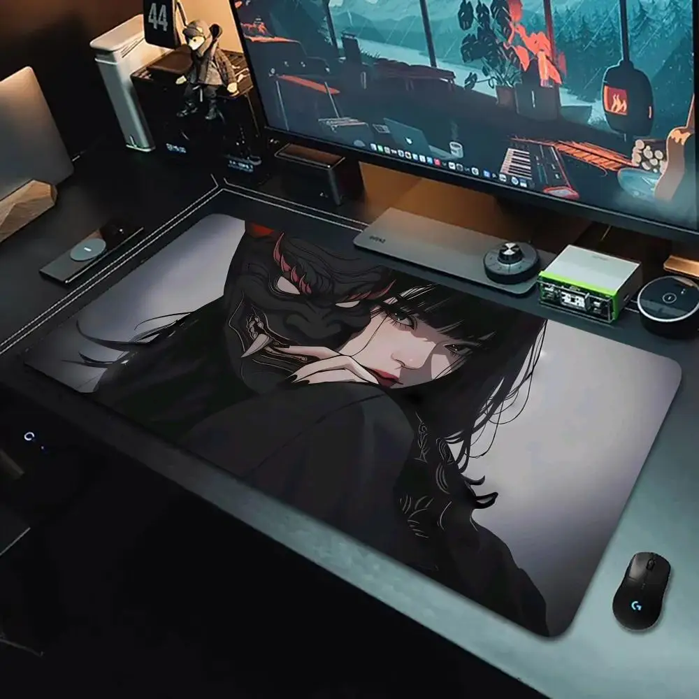 

Rubber anti-slip and washable mousepad of the anime mask girl is suitable for gamers and offices is of high quality