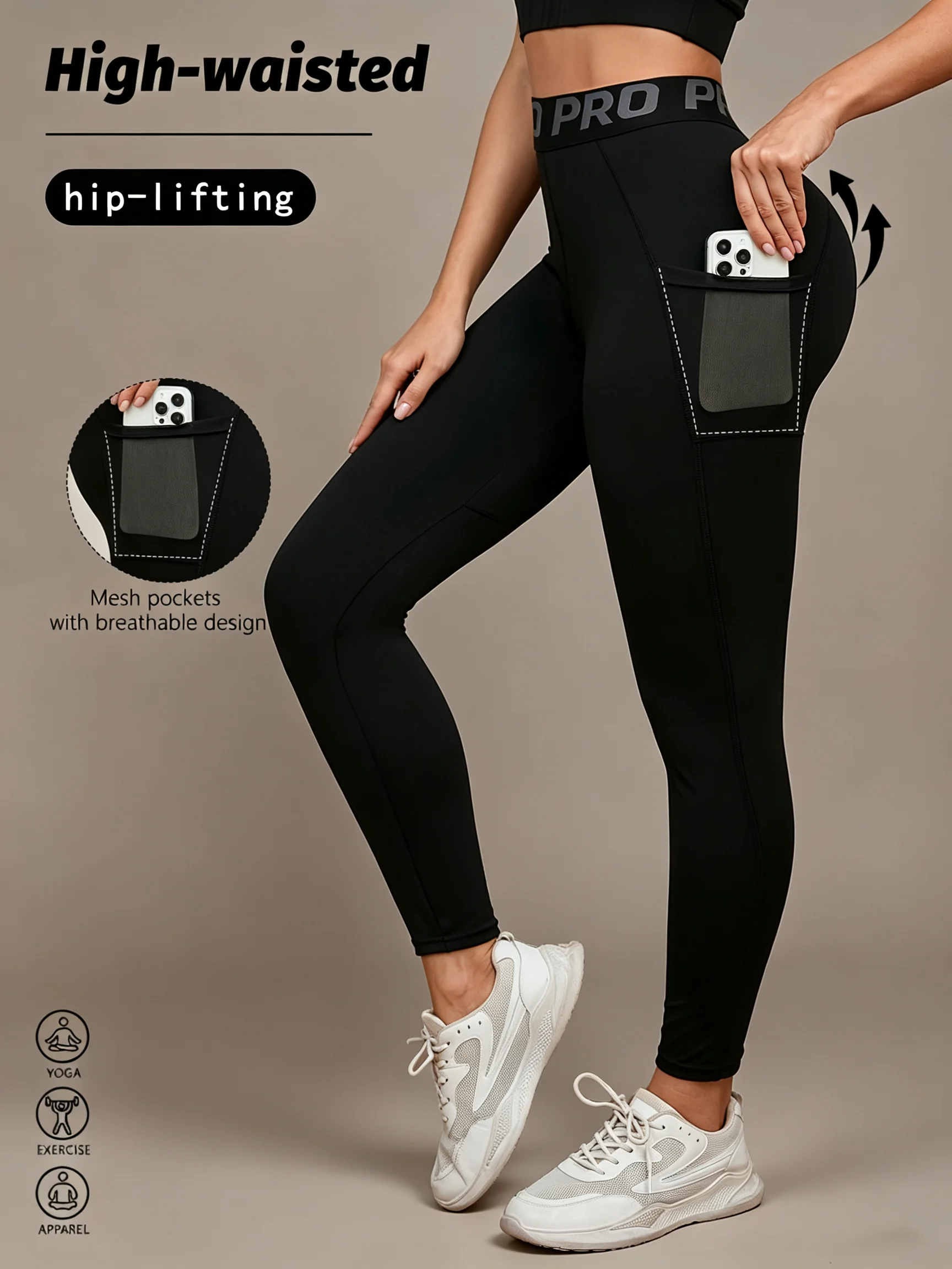 Women's yoga Leggings with Pockets High Waist Hip Lifting Slim Pants Fittness Workout Pants Running Trainning Tights Sportwear