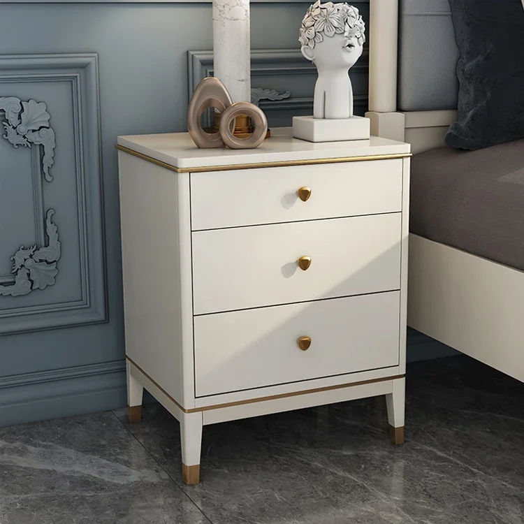 H American light luxury solid wood bedside ins Internet celebrity storage bedroom bedside storage modern simple bedside table