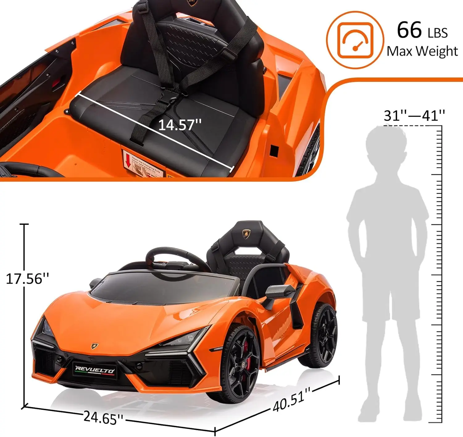 Carro de passeio de 12V para crianças, veículo elétrico, carro esportivo alimentado por bateria, brinquedo com Bluetooth, USB, música, controle remoto, farol