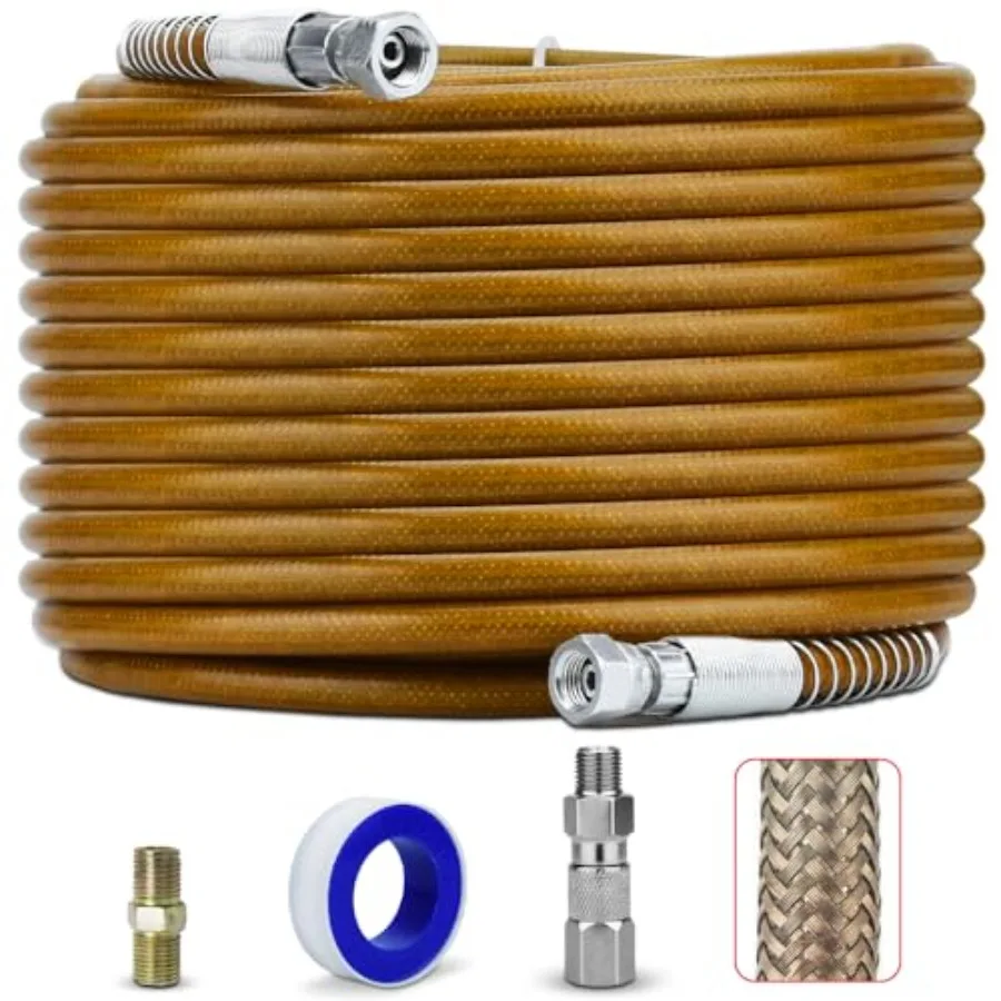 

Комплект шлангов для безвоздушного распыления 100 футов (30 метров) с усиленным латунным армированным шлангом для безвоздушного распыления - Включает соединитель для шлангов 1/4" x 1/4" 243025