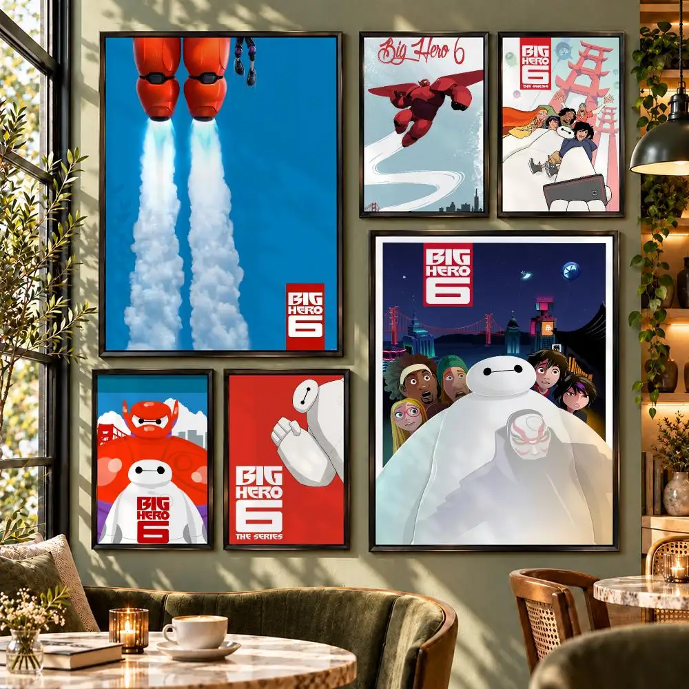 Movie Big Hero 6 Baymax Robot Art Poster HD Self Adhesive Wall Decor for Bedroom Dorm Room Office Gaming Room Gift