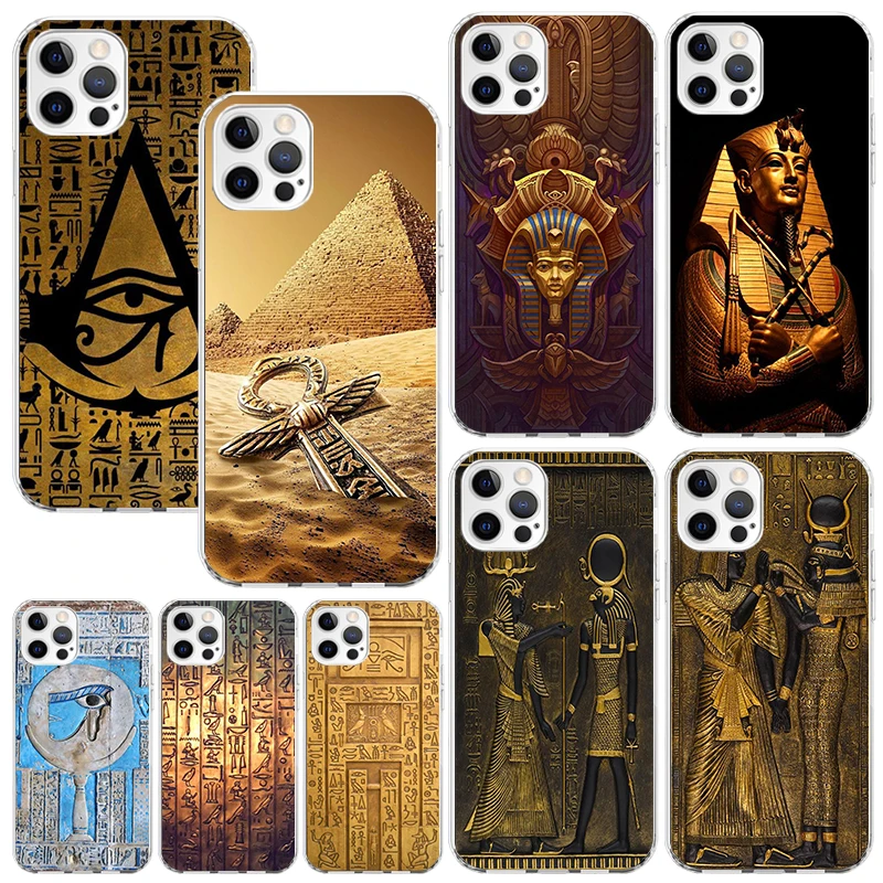 Egypt Nefertiti Anubis Ankh Pharaoh Phone Case For Iphone 16 15 14 13 Pro Max 12 Mini 11 X Xr Xs 7 Plus 8 + Se 2020 Art Fundas B