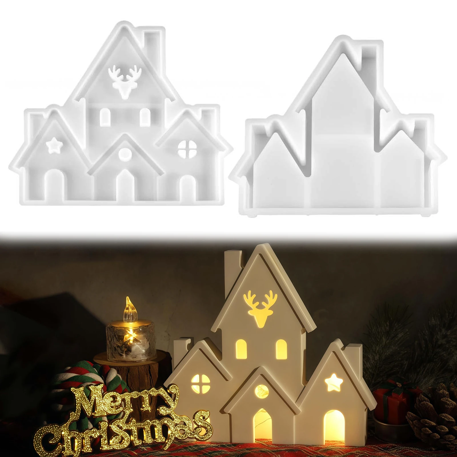 

3D House Epoxy Casting Mold for Home Decor Christmas Gypsum Plaster Soap Making Wax Molds DIY Craft Mould for Personalized Home