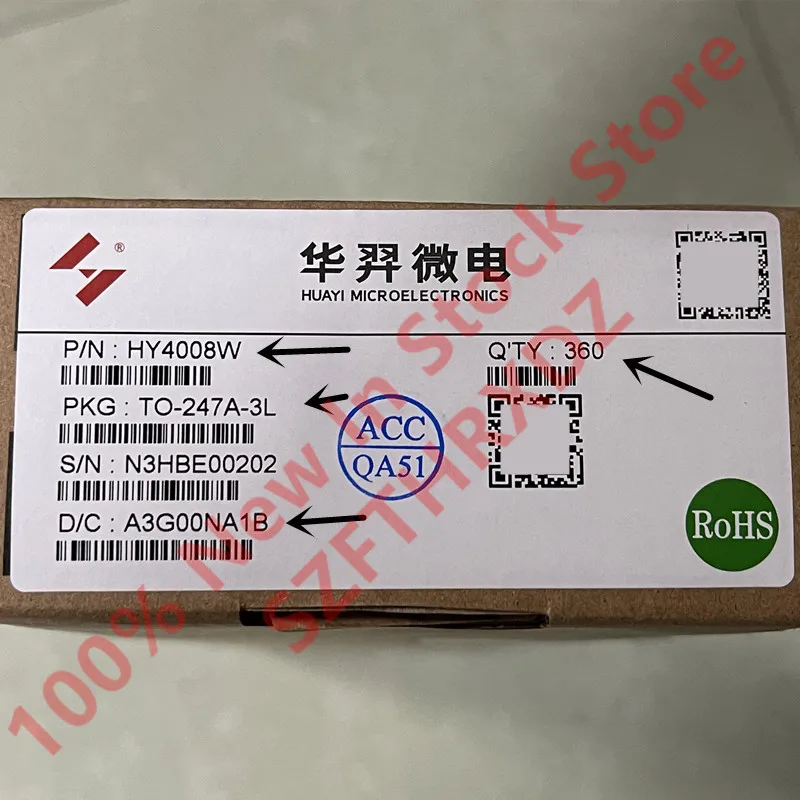 100% NEW ORIGINAL HY4008W TO-247 HY4008 TO247 Trans MOSFET 80V 200A 2.9mΩ