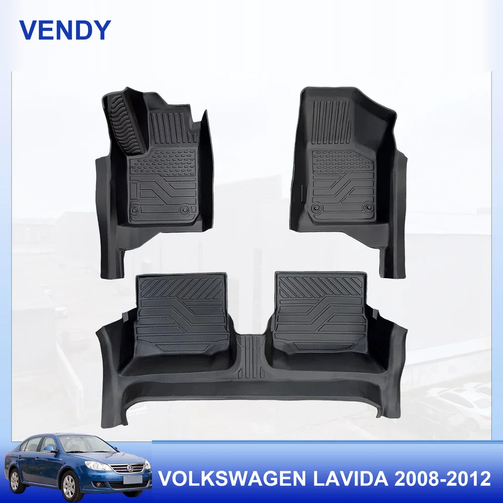 TPE Car Floor Mats Custom Fit for Volkswagen Lavida 2008-2012 Left Hand Drive Full Set All Weather Waterproof Easy to Clean
