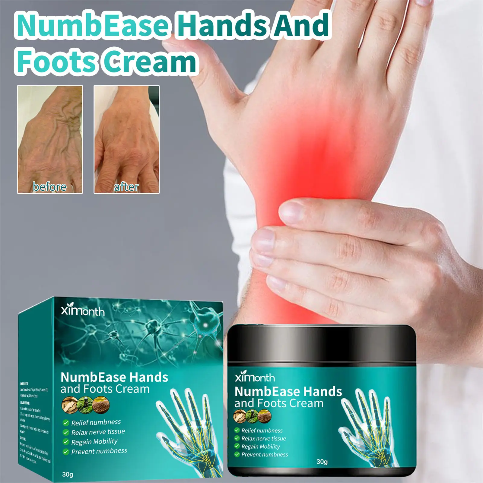 30g Maximum Strength Nerve Relief Cream Natural Ingredients Massage Cream for Improving Circulation