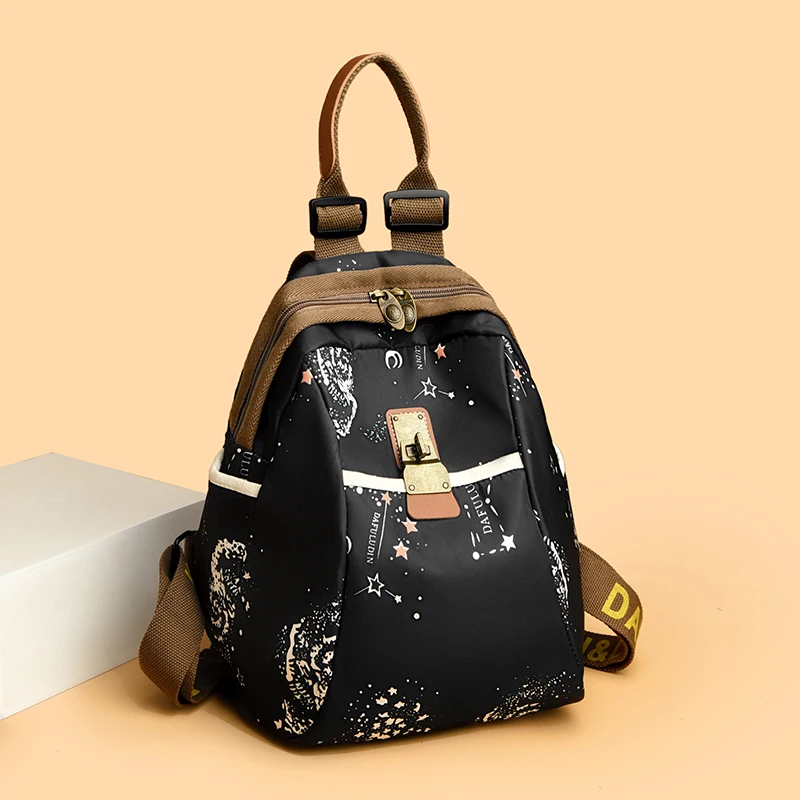 

2025 New Luxury Women's Nylon Backpack, Large Capacity Stylish Printed Tote, Soft & Lightweight Handbag for Travel and Daily Use