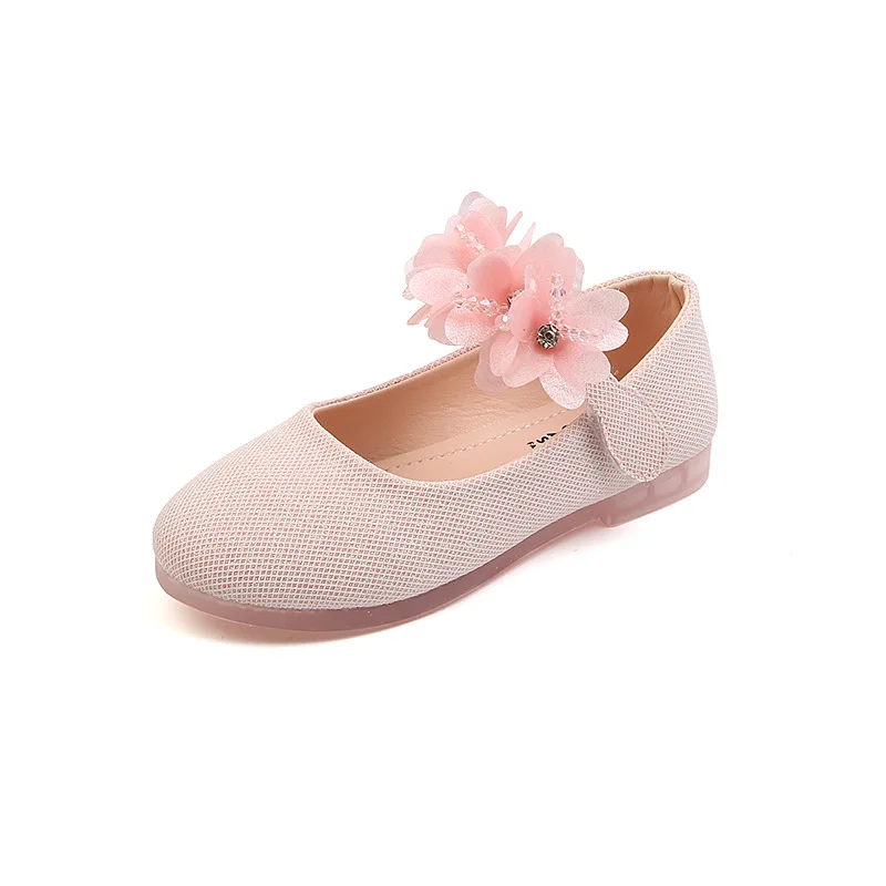 Scarpe da ragazza per bambini Flower Mary Jane Shoes Crystal Soft Princess ballerine bambine 1-7Y scarpe in pelle per feste di matrimonio per bambini