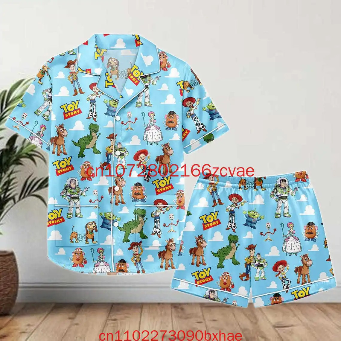 

Короткие пижамы Toy Story Coquette Pixar, шелковый пижамный комплект, пижама Buzz and Woody, женская одежда для сна с героями мультфильмов Диснея