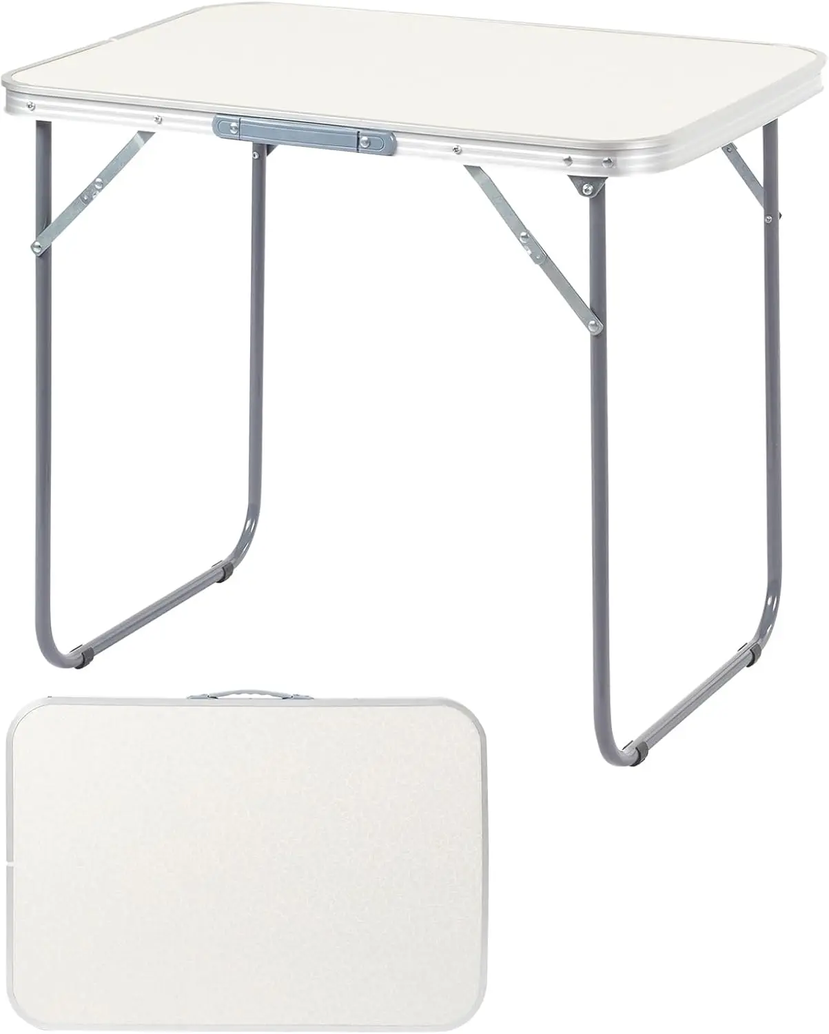 

Aluminum Folding Camping Table Outdoor Lightweight Picnic Table 27"x20"x24" Portable Silver Rectangular Table for BBQ RV Beach T