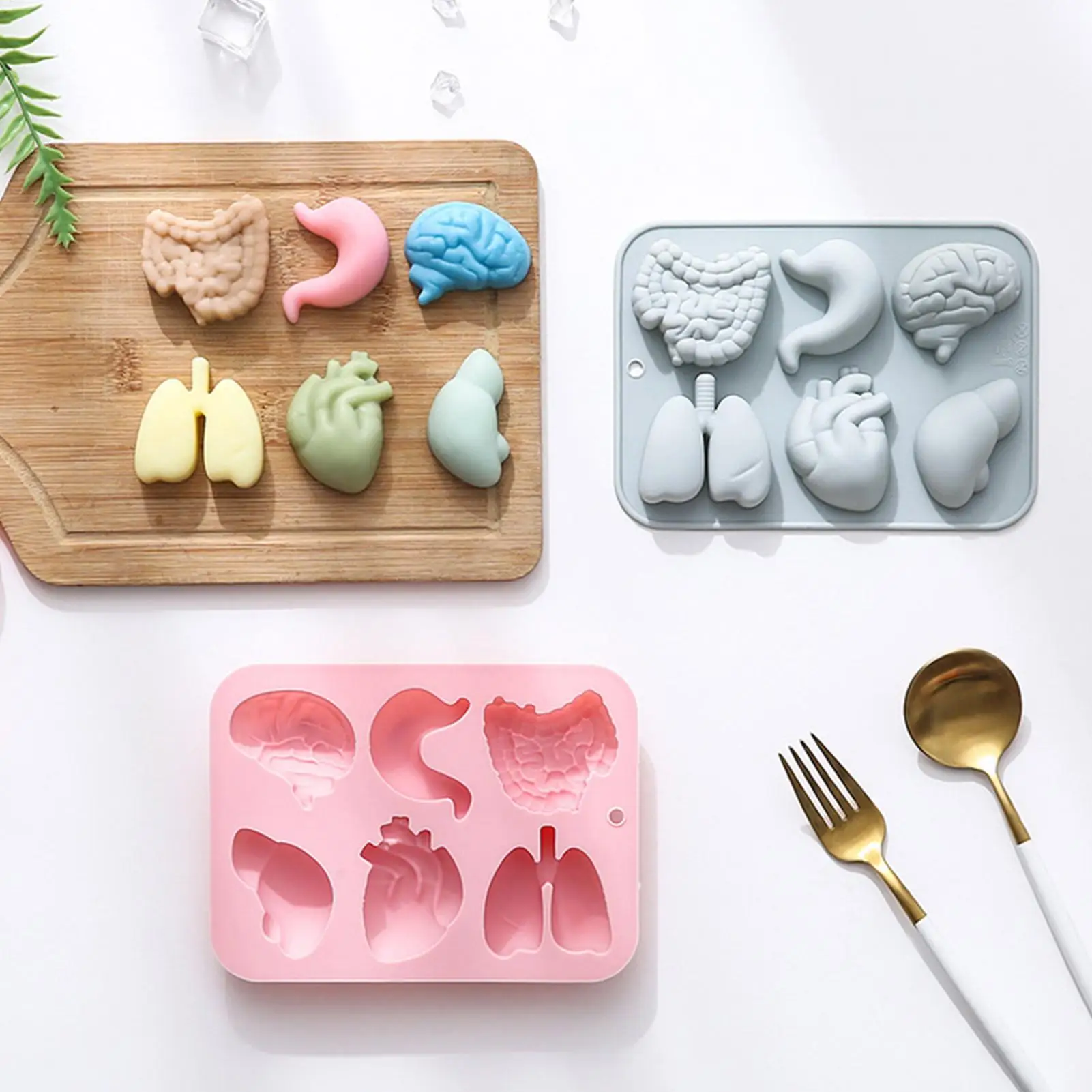 Organ Silicone Molds Halloween 3D Organ Shape Chocolate Candy Pudding Ice Cubes Tray Cupcake Baking Candy Cookie Ice Mold
