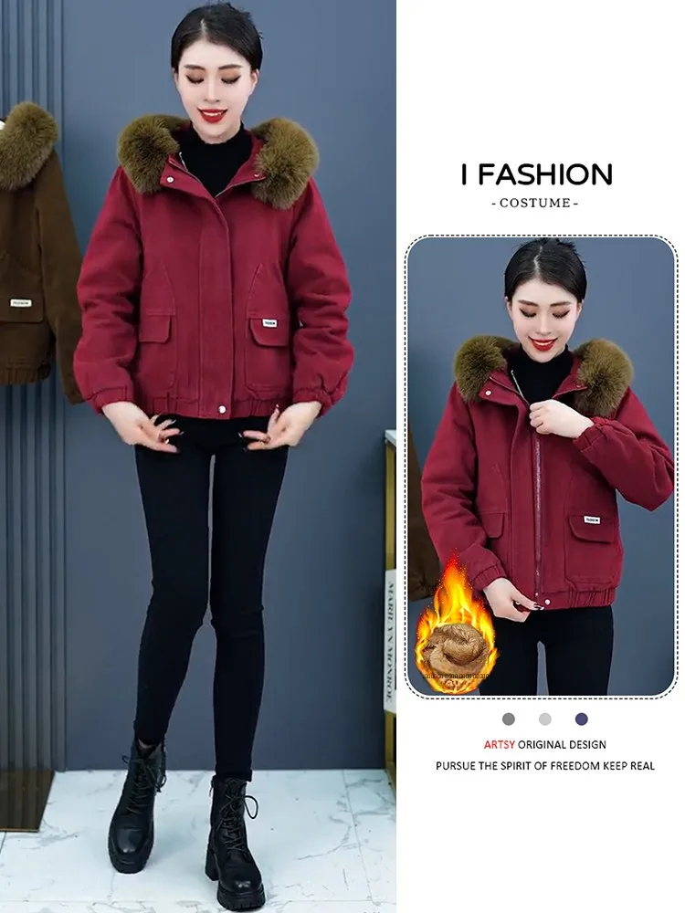 

Женская утепленная куртка на флисовой подкладке, повседневная, теплая, хлопковая, для зимы, приталенная, удобная для поездок на работу