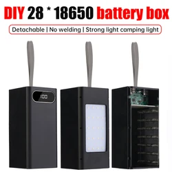 10W DIY Power Bank Case 28 Slot 18650 Batteries Powerbank Holder Mobile Power Supply Housing With Camping Light Charging Station