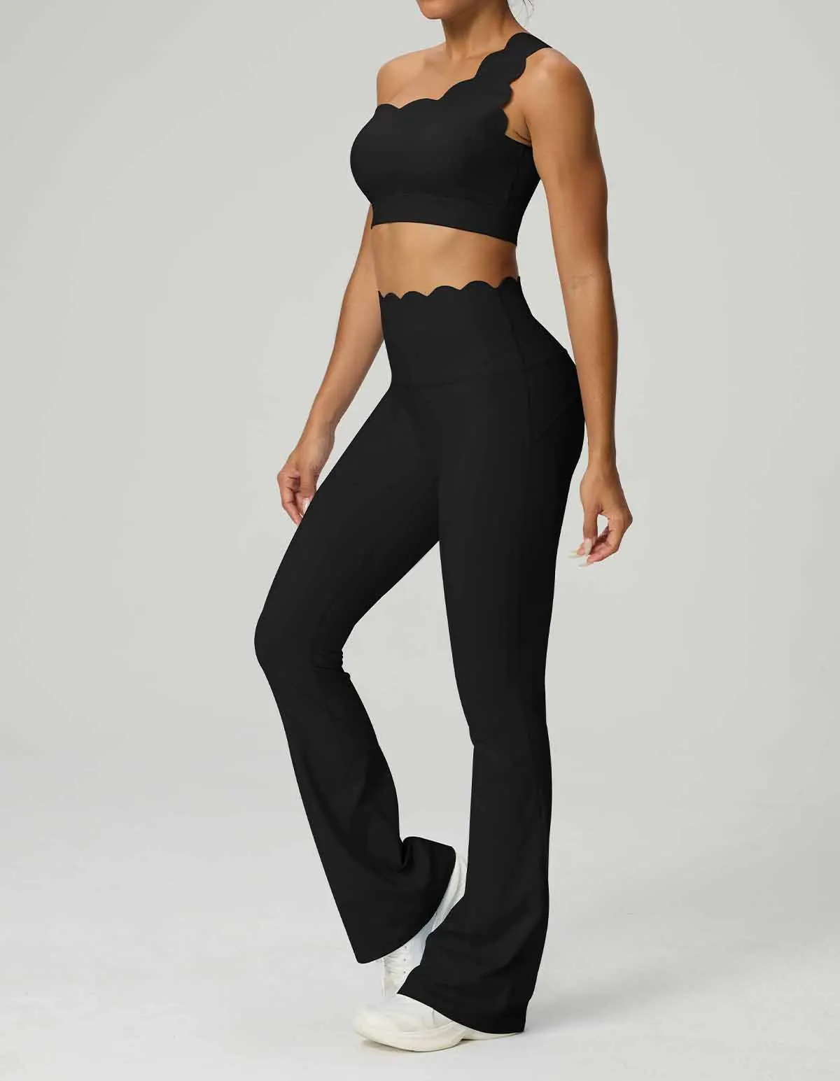 Women Yoga Set 2 Piece High Elastic Slim Fit High Waist Leggings Gym Tops Tummy Control Booty Lifting Workout Activewear