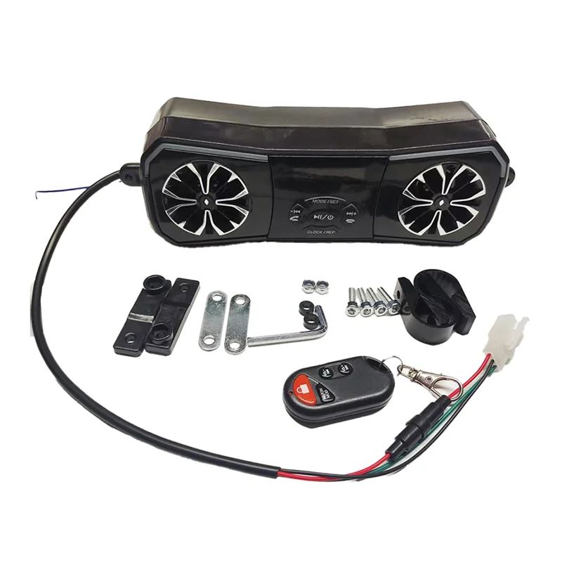 

ABXN-Motorcycle Speakers Wireless Stereo Audio System 12V Handlebar Mount MP3 Player AUX-In USB FM Radio
