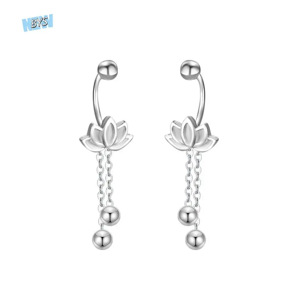 

S999 Pure Silver Sterling Silver Earrings Elegant Lotus Flower Dangle Earrings Hypoallergenic Lightweight Lotus Earrings Women