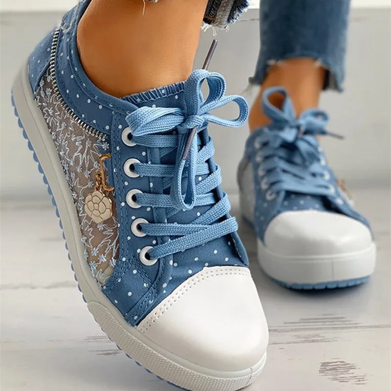 Women Shoes 2022 Fashion Summer Lace-Up Casual Shoes Canvas Hollow Breathable Platform Flat Shoes Woman Sneaker Zapatillas Mujer