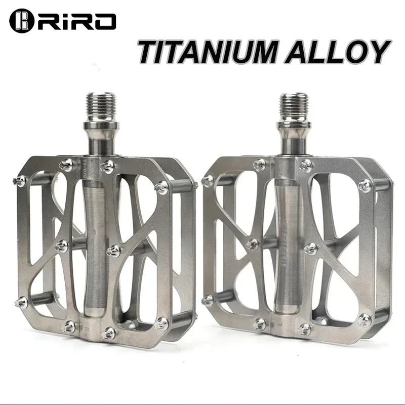 

RIRO Bicycle Pedal Titanium Alloy Ultralight Road Mountain Bike Wide Flatform Pedal Anti-slip MTB Pedals BMX Cycling Accessories