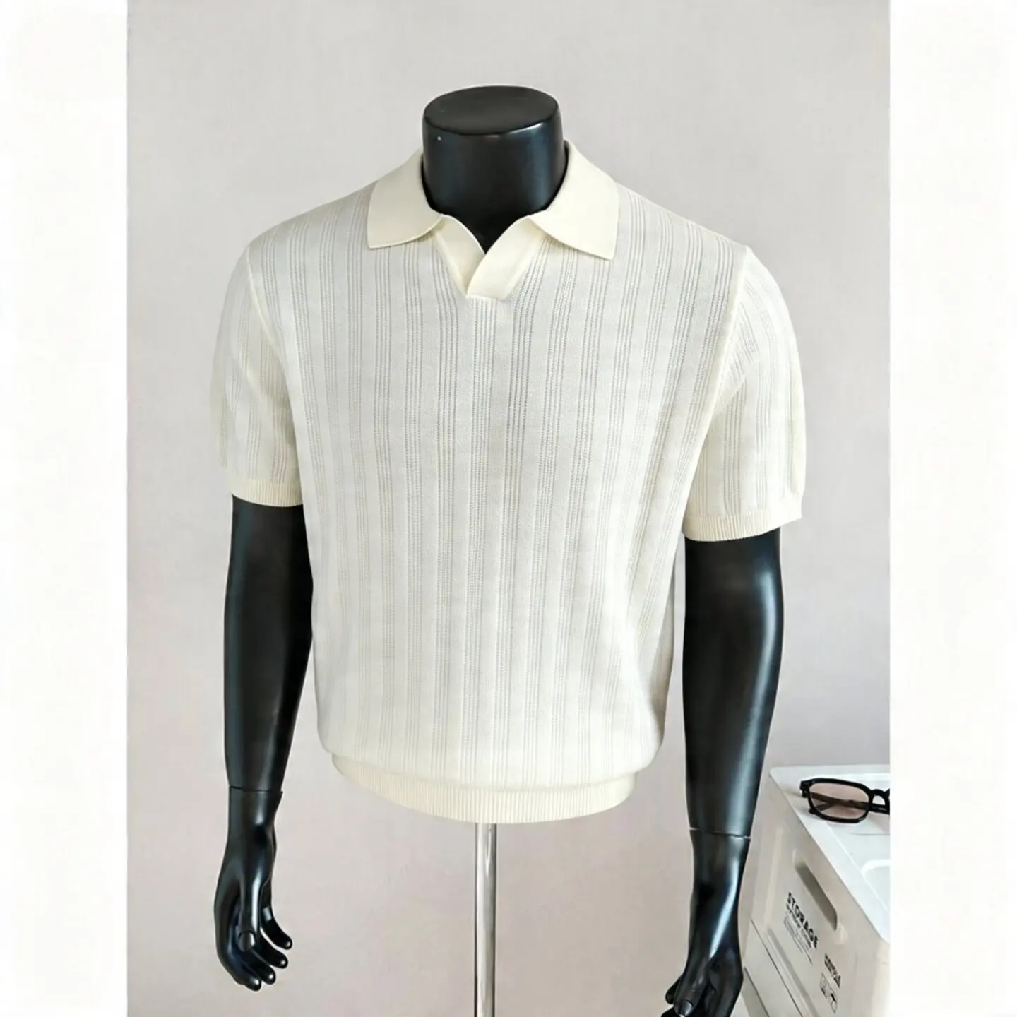 

2026 Summer Men's Knitted Sweater Lapel Polo Shirt High-quality Ice Silk Breathable Solid Color Business Casual T-shirt M-4XL