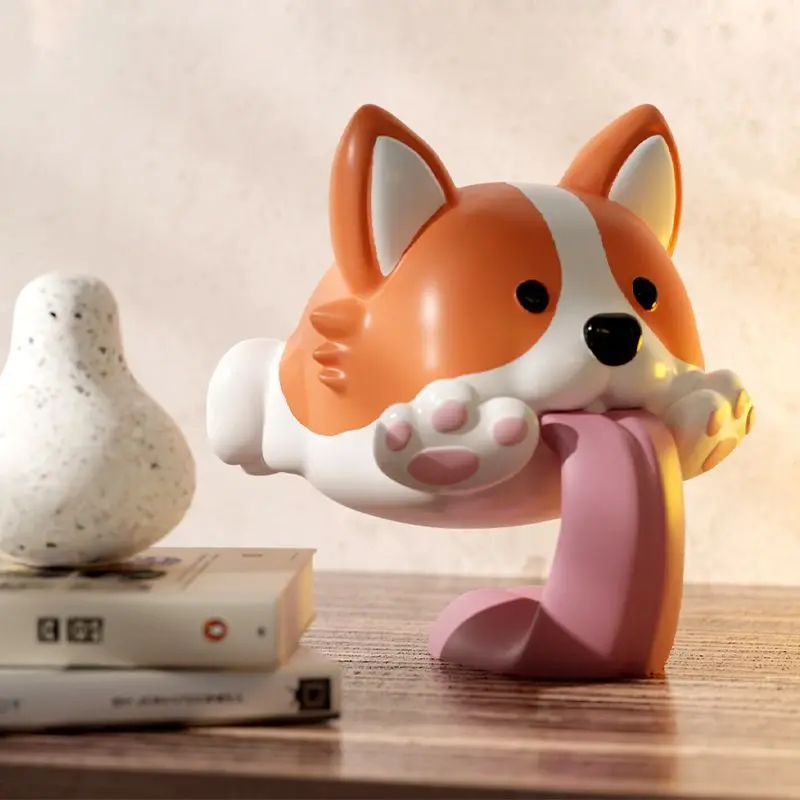 Creative Cartoon Suspended Corgi Statue Kawaii Resin Big Tongue Suspended Dog Sculpture Figuriens Desktop Ornaments Home Decor