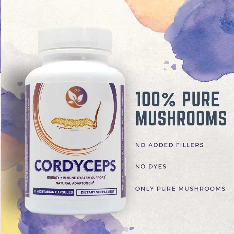 

Pure Cordyceps And Mushroom Capsules, 500mg, 60 Immune Support Pills, Non Gmo, Vegetarian, Ketone Friendly, Gluten Free