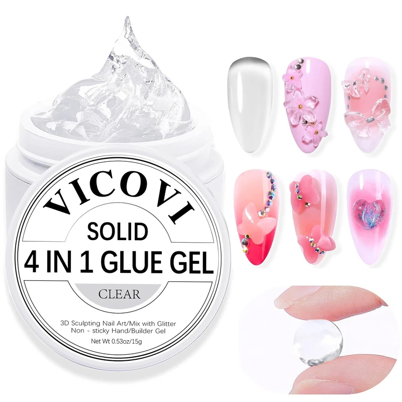 15g Solid Nail Extension Gel Non Stick Hand Phototherapy UV Gel Quick Building Gel Nails Tips Nail Art Prolong Nail Gel