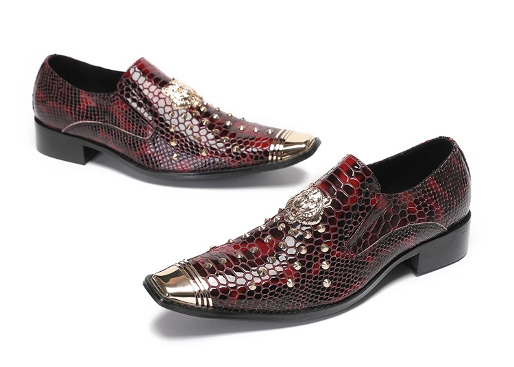 BOARD Herbst Herrenschuhe Spike Luxuriöse Persönlichkeit Bankett Niete Tigerkopf Druck Formelle Kleidung Schuhe – Detail 38