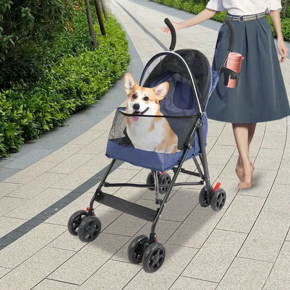 

Pet Travel Stroller, Pet Stroller With 4 Wheels, Foldable Pet Travel Carrier, Large Wheels For Small MediumSized Dogs Cats T
