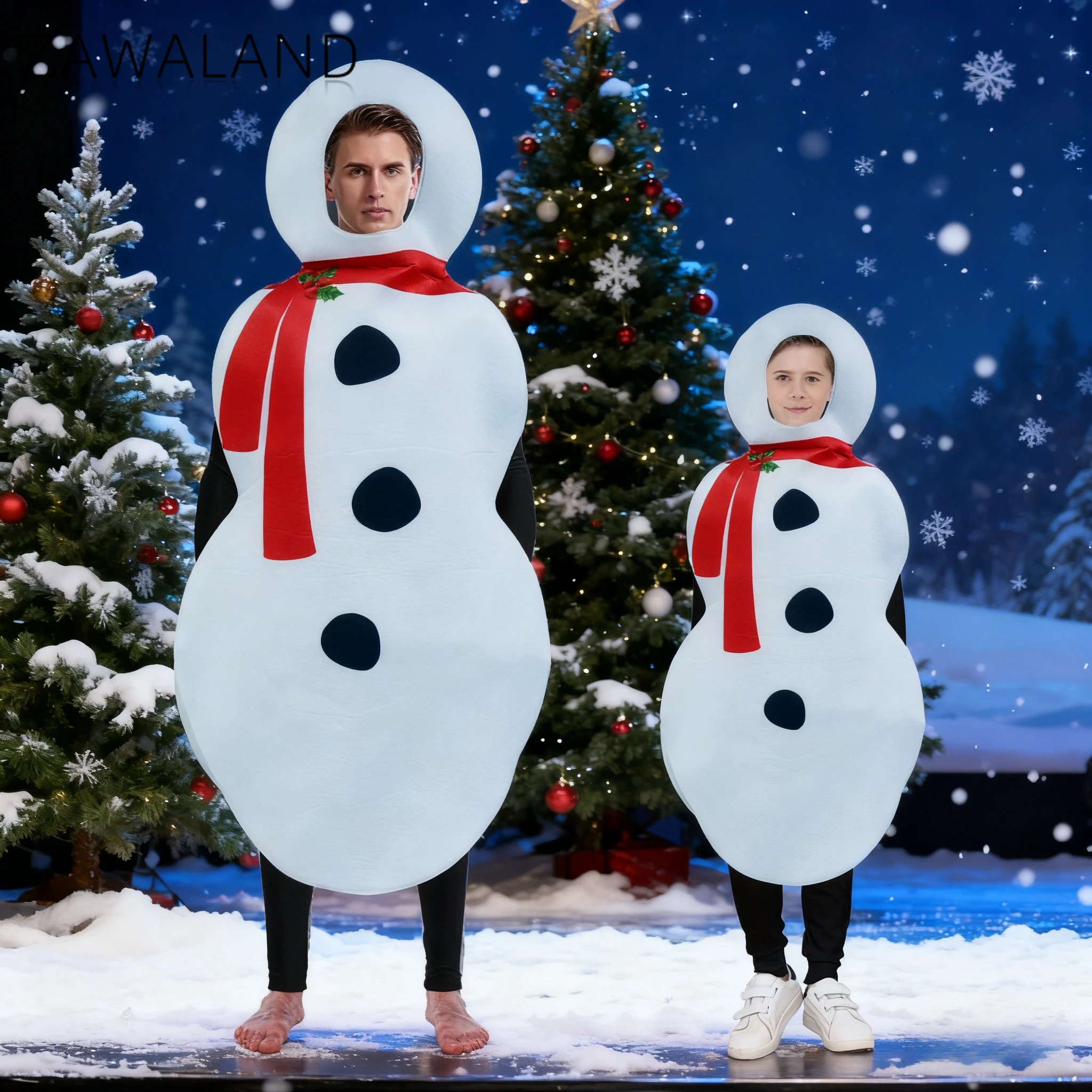 

White Snowman Cosplay Costume 3D Printing Funny Clothes Family Matching Set Christmas Stage Performance Props Festival Dress Up