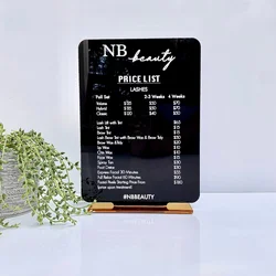 Custom Price List Sign Display Acrylic Price Menu Business Signage Price List Stand for Caffee Shop Restaurant Salon Nail Spa