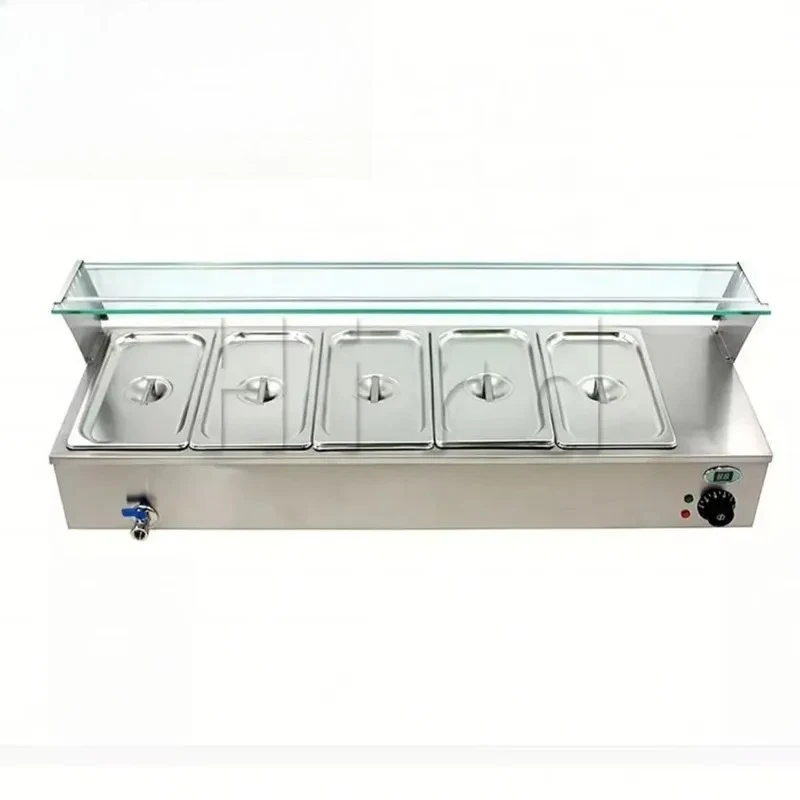 Commercial Gas Bain Marie Food Heater Stainless Steel Buffet Warmer with 5 Pots for Hotel Restaurant Catering Equipment
