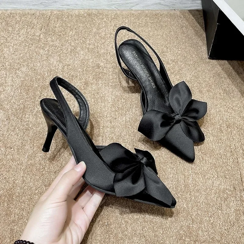 Heeled Sandals for Women 2024 New Summer Shoes Butterfly Knot Thin Heels Woman Sexy Wedding Party Female Pumps Sandalias Mujer