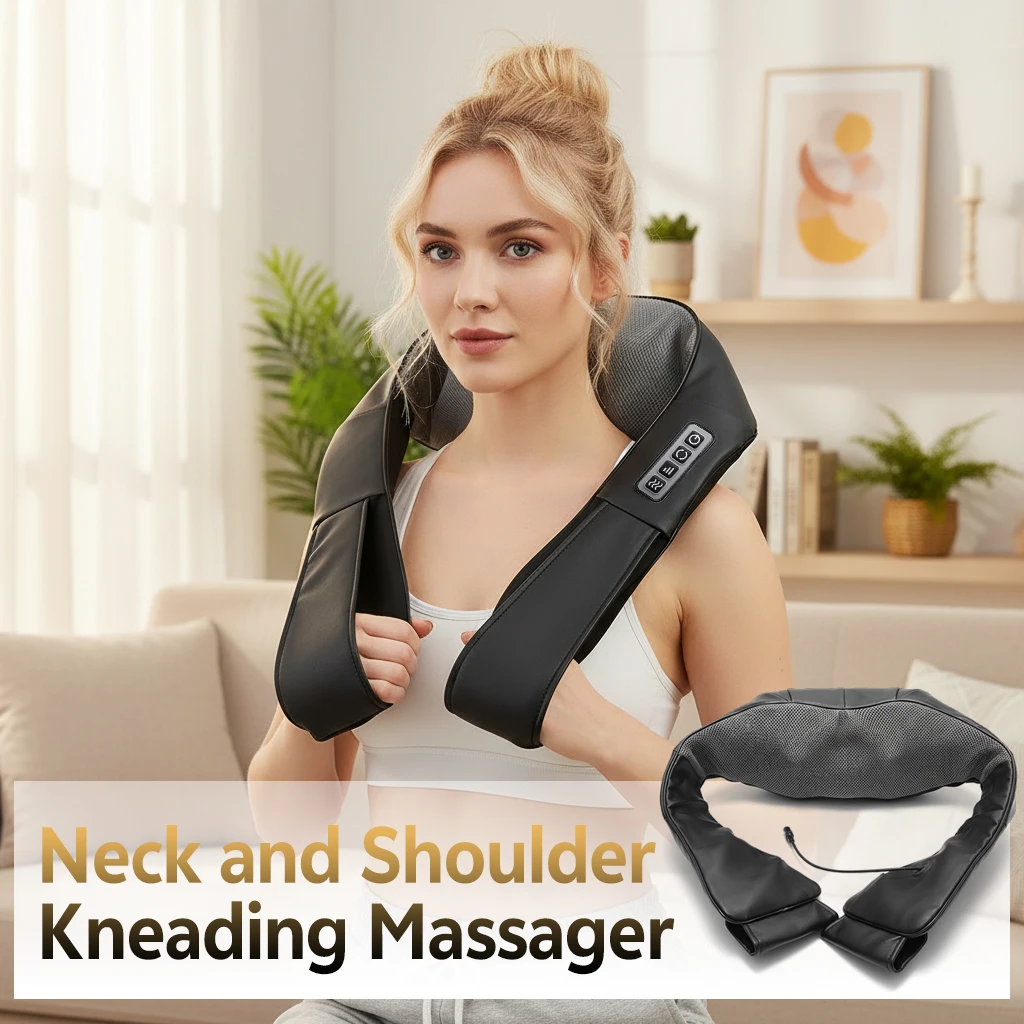 

1 Warm Compress Massage Neck and Shoulder Massager, Designed for Kneading Massage of the Neck, Back, Shoulders, Waist, Legs, and Feet, Is an Ideal Gift for Men, Women, Moms, and Dads