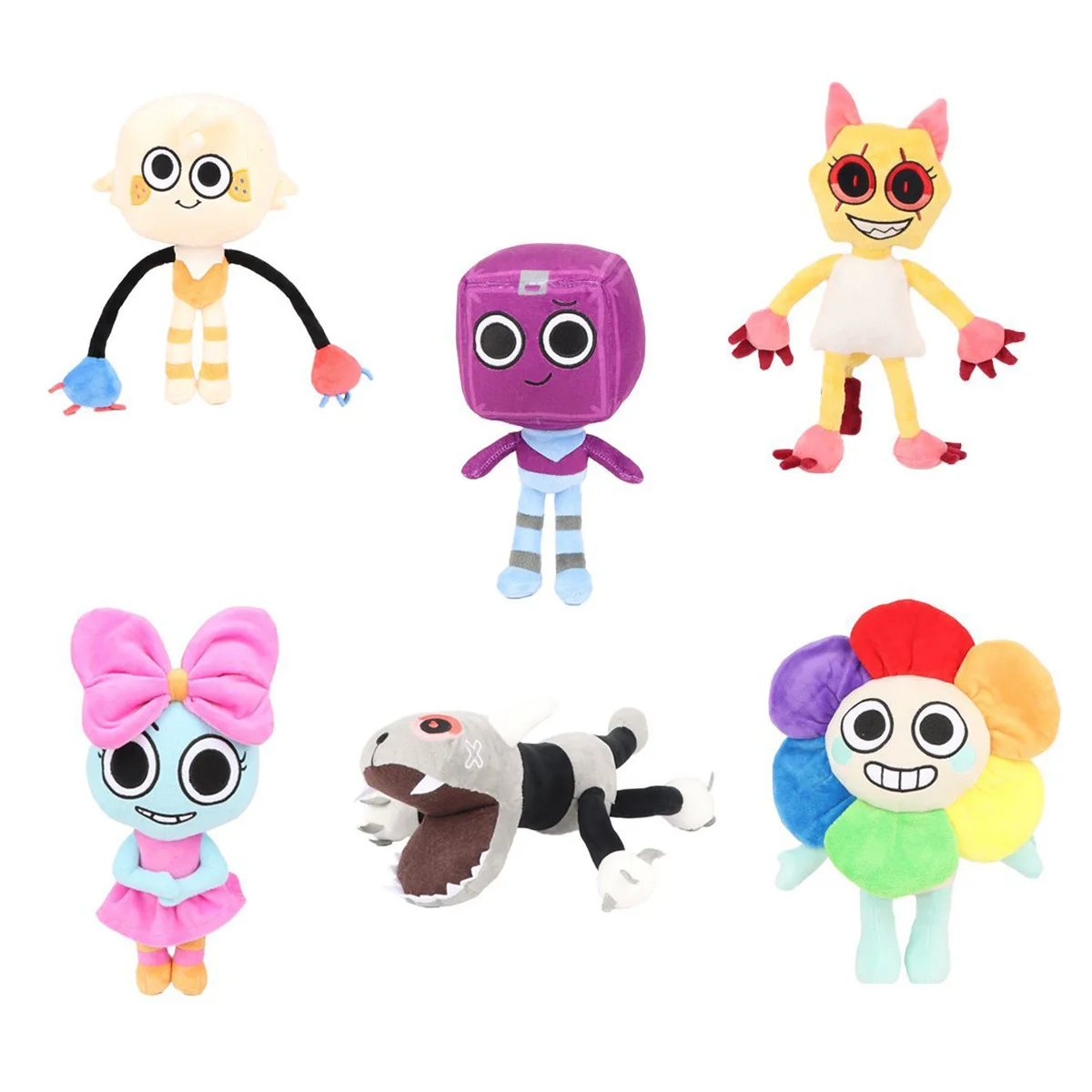 6PCSDandy's World Plush Toy Horror Game Dandys World Goob Pebble Plushie Cute Anime Stuffed Soft Pillow Home Decor Doll Gift