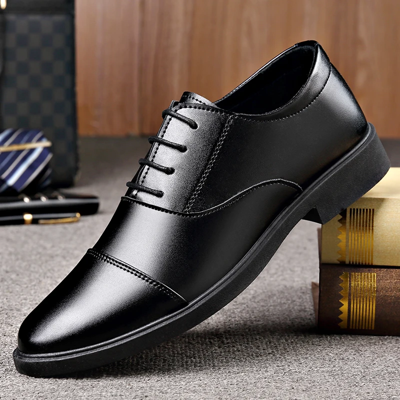 Luxury Business Leather Shoes Breathable Formal Men Dress Shoes Lace-up Casual Shoes Office Work Oxford Sheos Wedding Footwear