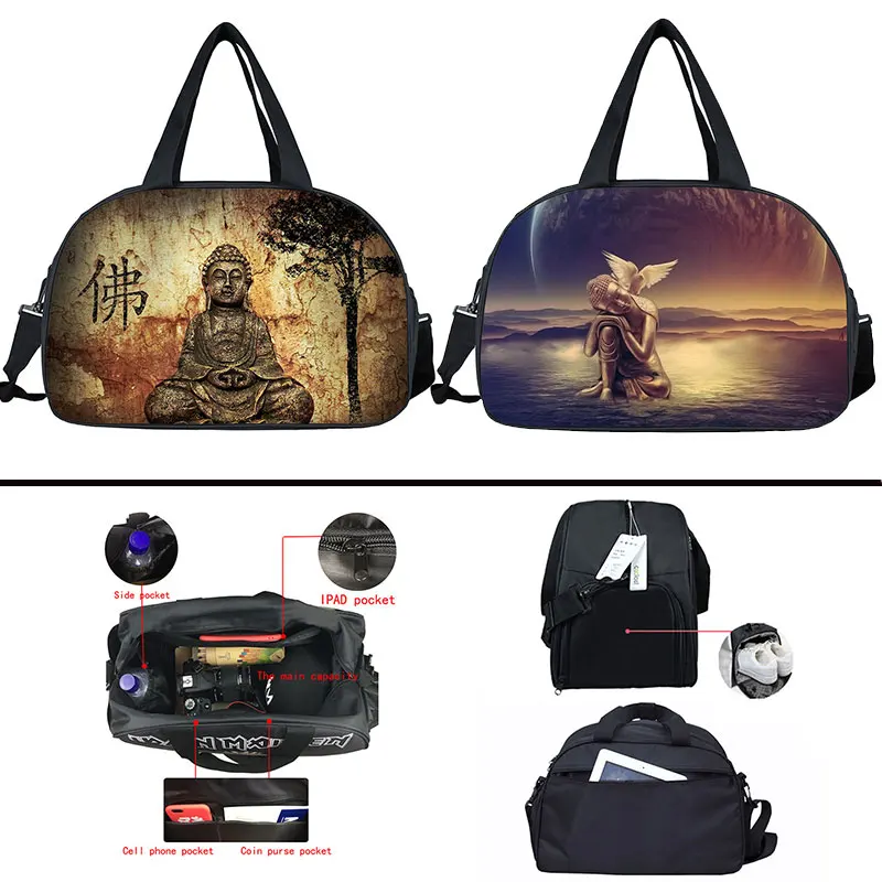 Buddhism God Print Travel Bag Multifunctional Storage Bags Shakyamuni Buddha Women Handbag For Travel Religious Zen Duffle Bags