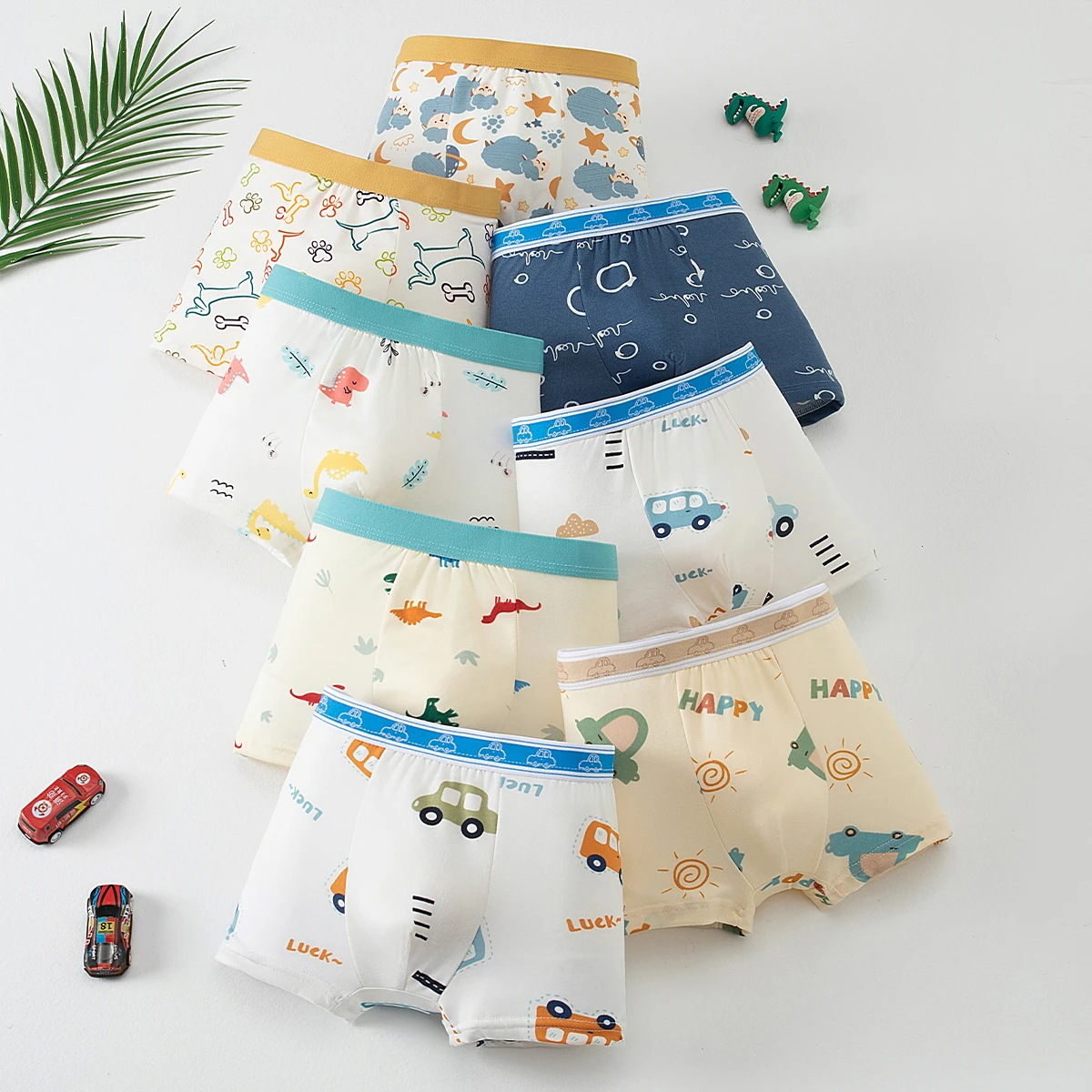 4/8-Piece Set Of Children's Four Season Plaid Underwear Comfortable Four Cornered Pants Boys' Striped Home Casual Bottom Shorts