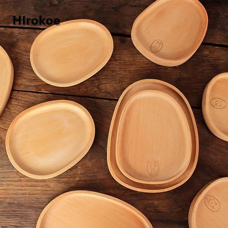 

Wooden Tray Household Snack Fruit Plate Sushi Snack Plate Dry Fruit Plate Tea Tray Beech Wood Pebble Dinner Plate Tray Cup Holde