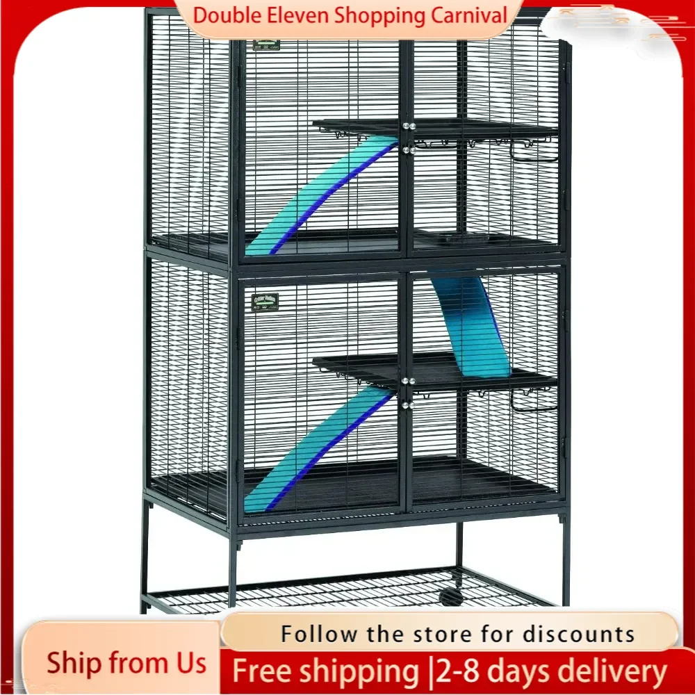 Deluxe Critter Nation Double Unit Small Animal Cage (Model 162)Product Dimensions ‏ : ‎ 36 x 24 x 63 inches; 107 Pounds