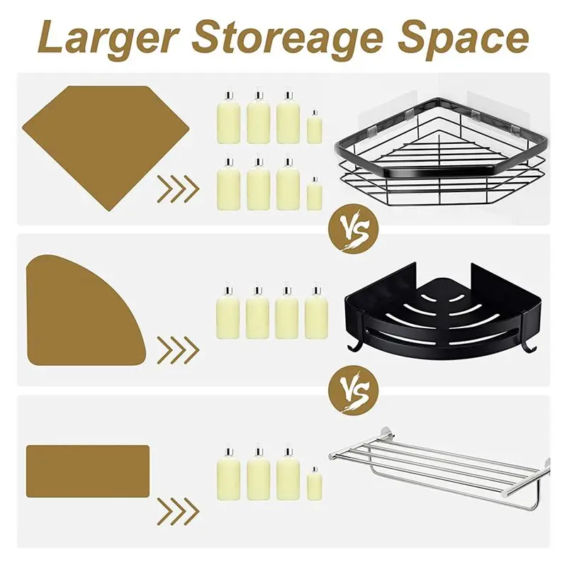 

A24I Shower , No Drilling, Pack of 4, Stainless Steel Shower Basket, Bathroom Shelf with Soap Holder