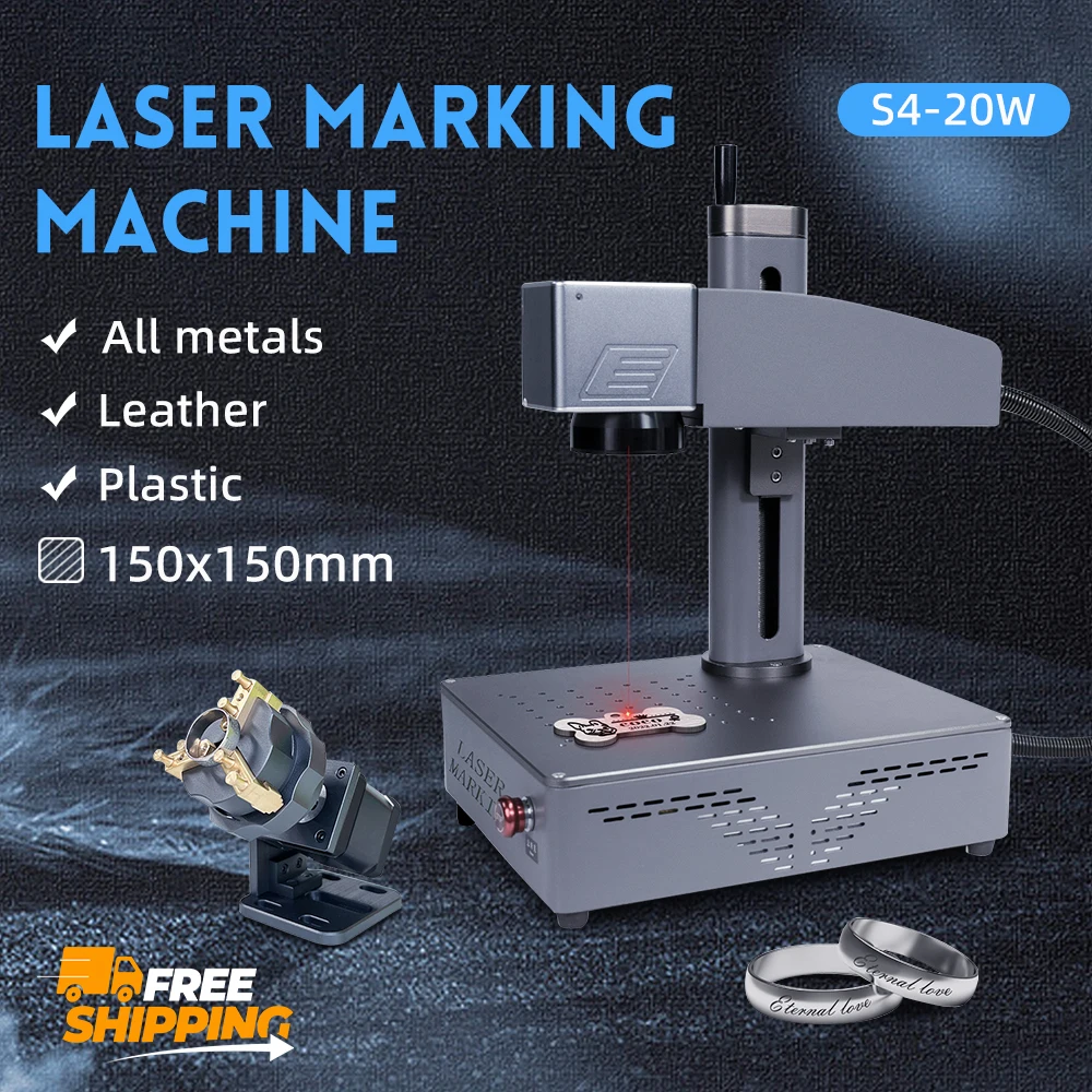 DAJA Fiber Laser Marking Machine S4 Metal Nameplate Engraver for Jewelry Stainless Steel Portable Engraving Industrial Desktop